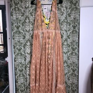 NWT FREE PEOPLE PEACH SHINE ON CROCHET MIDIDRESS